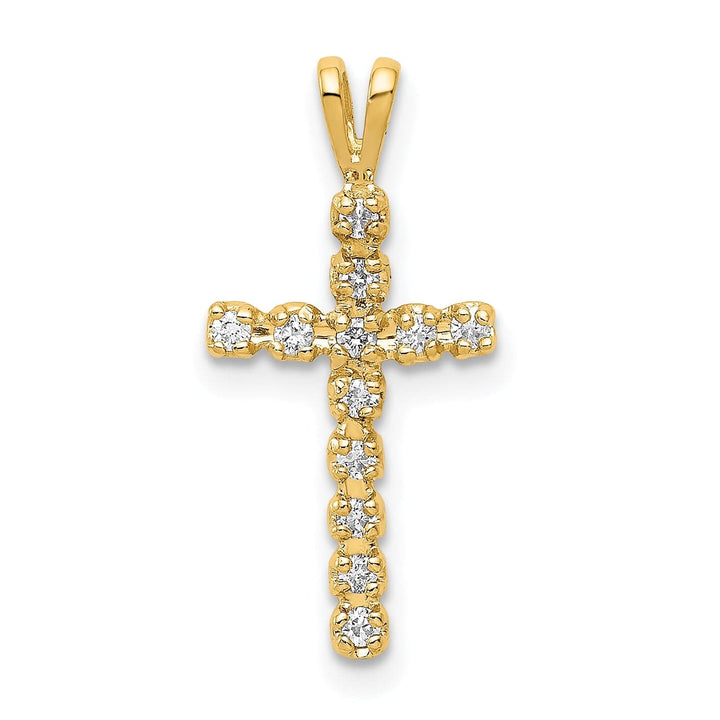 Lovely Rita's Charms & Pendants 14k Yellow Gold 1/8 CT I1 Diamond Latin Cross Design Pendant