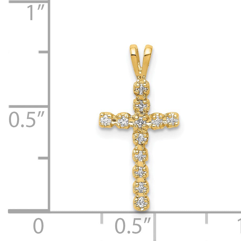 Lovely Rita's Charms & Pendants 14k Yellow Gold 1/8 CT I1 Diamond Latin Cross Design Pendant