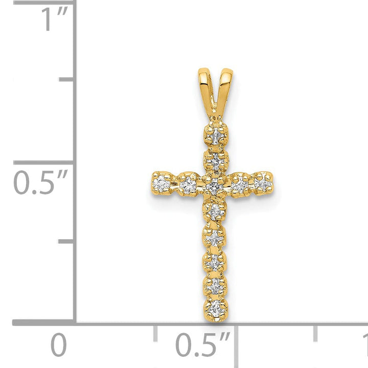 Lovely Rita's Charms & Pendants 14k Yellow Gold 1/8 CT I1 Diamond Latin Cross Design Pendant