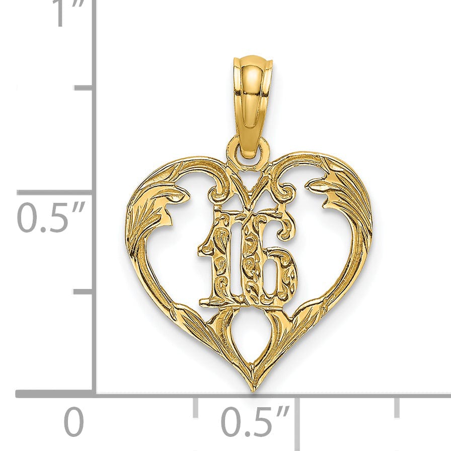 Lovely Rita's Charms & Pendants 14k Yellow Gold 16 Inside Heart Design Pendant