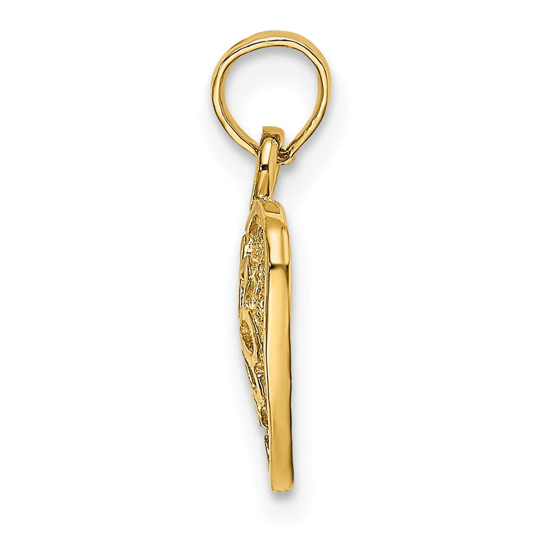 Lovely Rita's Charms & Pendants 14k Yellow Gold 2-D Filigree Heart Flower Design Pendant