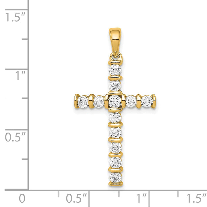 Lovely Rita's Charms & Pendants 14k Yellow Gold 3/4 CT I2 Diamond Artistic Design Latin Cross Pendant
