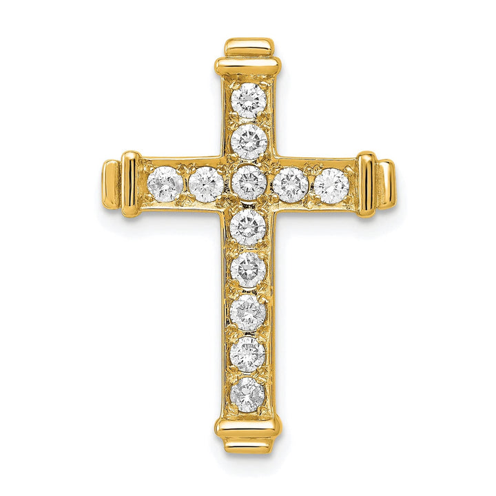 Lovely Rita's Charms & Pendants 14k Yellow Gold 3/8 CT I1 Diamond Bold Latin Cross Design Slide