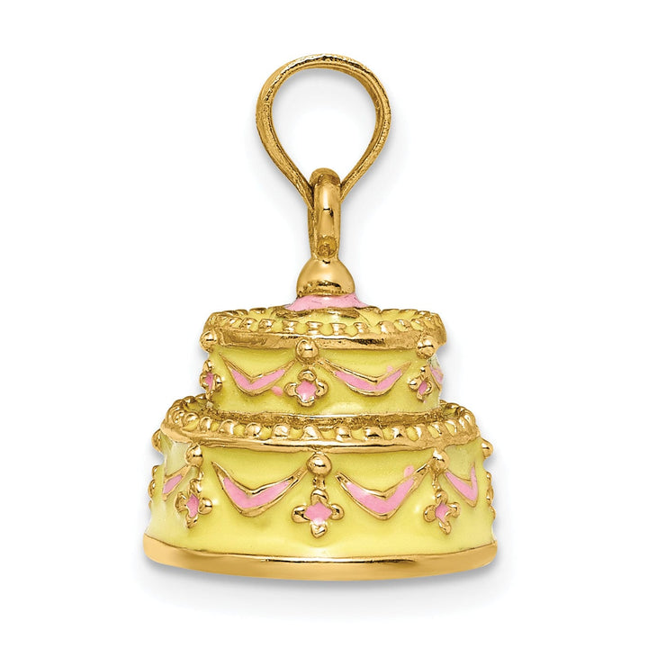Lovely Rita's Charms & Pendants 14k Yellow Gold 3-D HAPPY ANNIVERSARY Cake Yellow Frosting Pendant