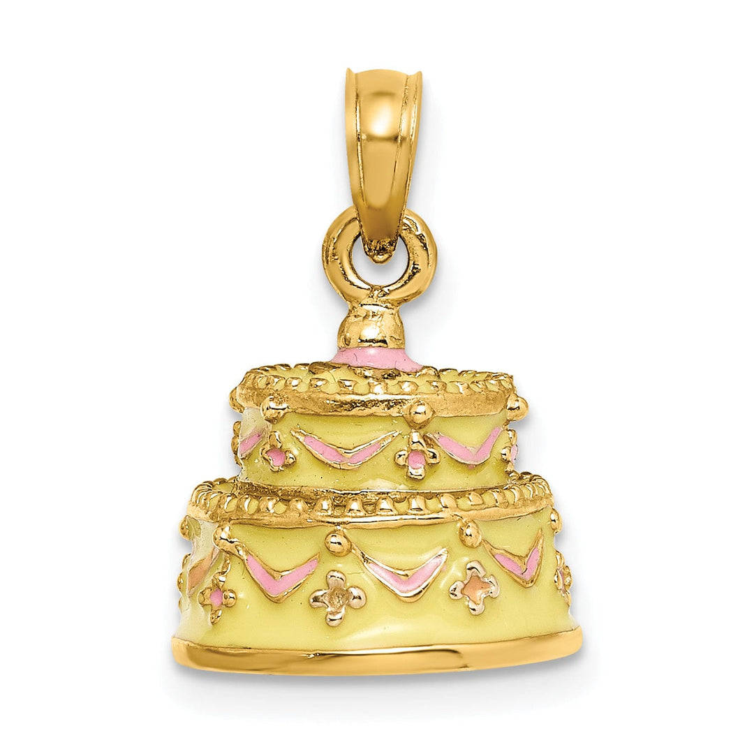 Lovely Rita's Charms & Pendants 14k Yellow Gold 3-D HAPPY ANNIVERSARY Cake Yellow Frosting Pendant