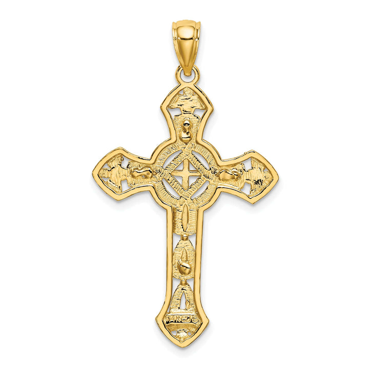 Lovely Rita's Charms & Pendants 14K Yellow Gold Artistic Cut-Out Floral Filigree Cross Pendant
