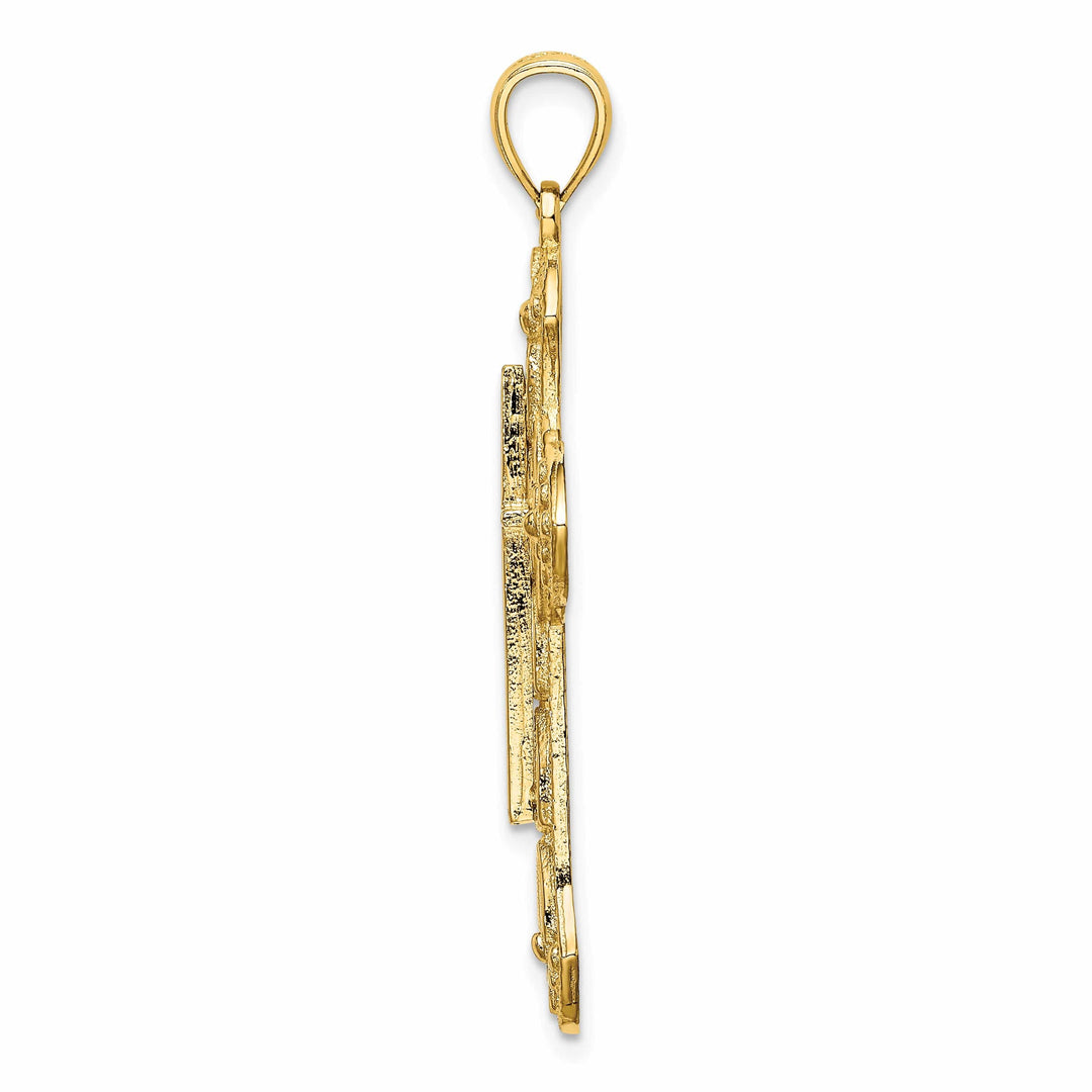 Lovely Rita's Charms & Pendants 14K Yellow Gold Artistic Cut-Out Floral Filigree Cross Pendant