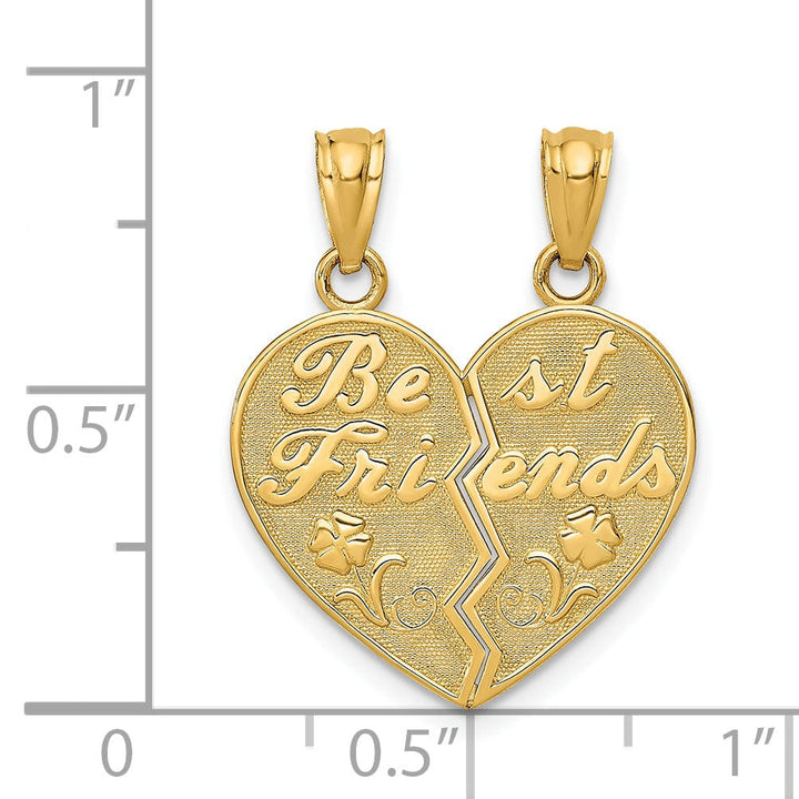 Lovely Rita's Charms & Pendants 14k Yellow Gold BEST FRIENDS Heart Break Apart Charm Pendants