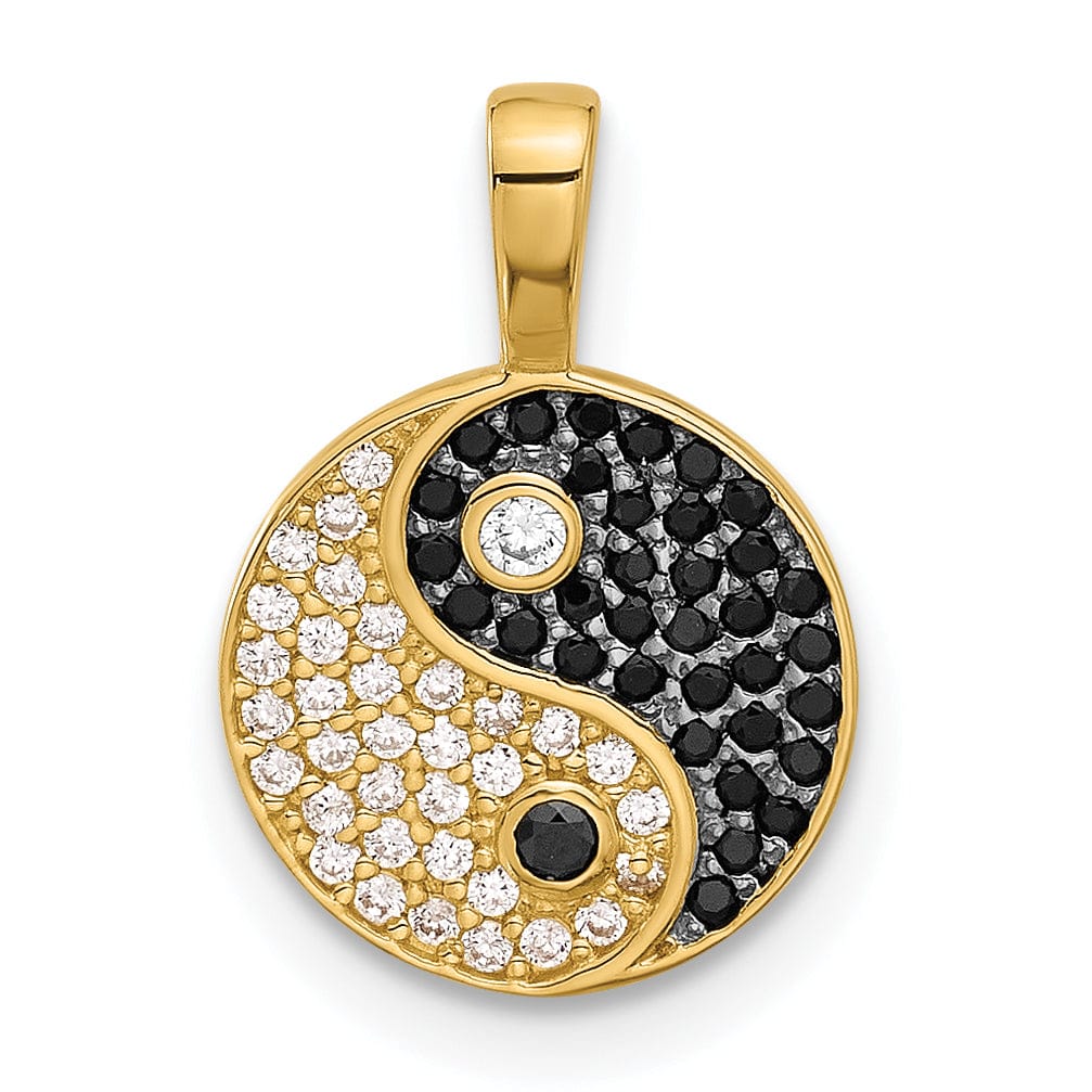 Lovely Rita's Charms & Pendants 14k Yellow Gold Black, Clear C.Z Yin and Yang Pendant