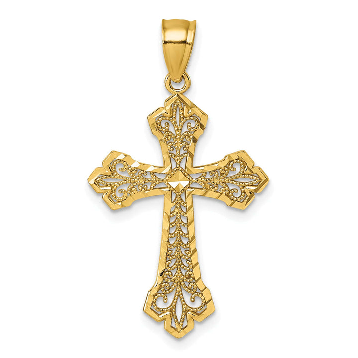 Lovely Rita's Charms & Pendants 14K Yellow Gold Bold D.C Fleur de Lis Filigree Cross Pendant