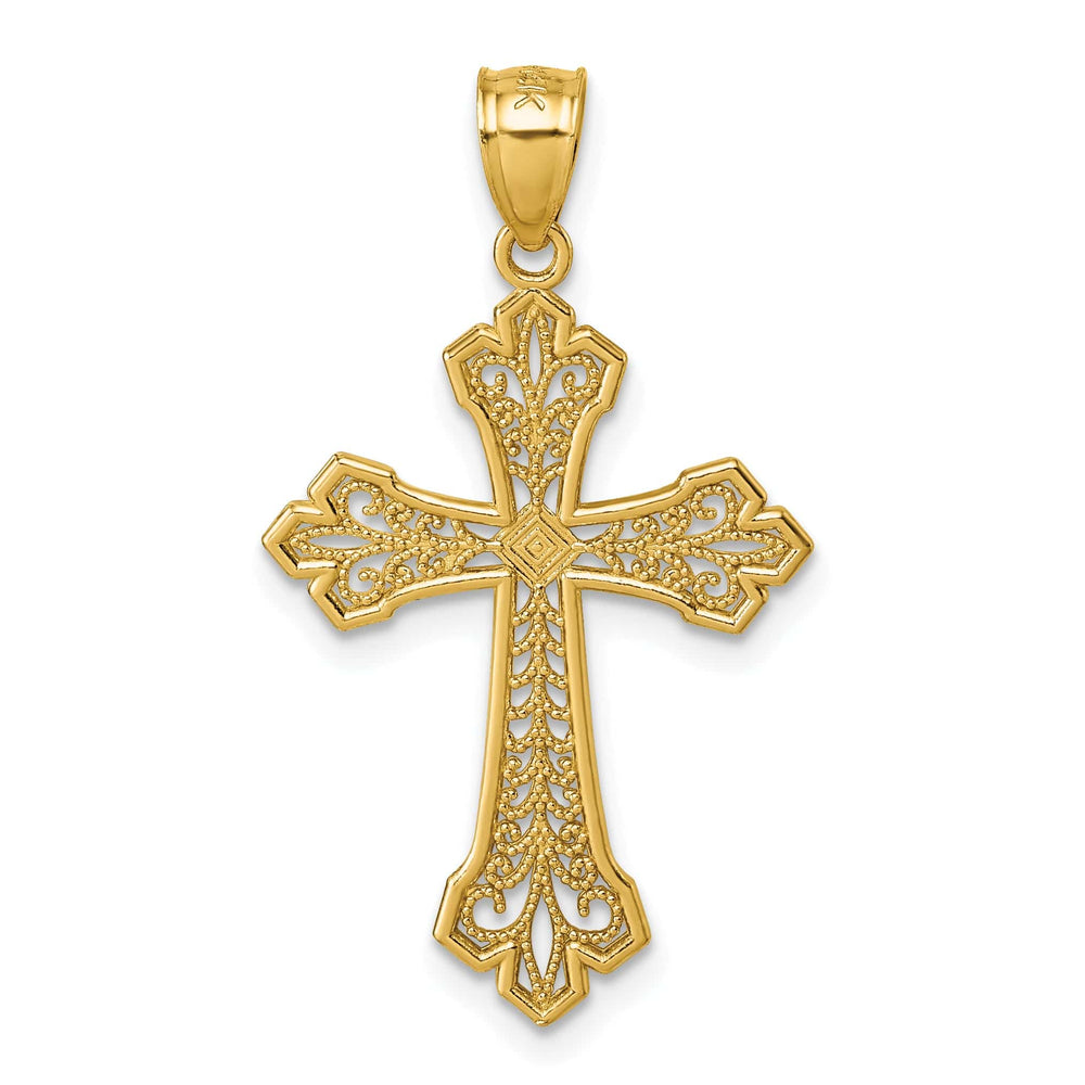 Lovely Rita's Charms & Pendants 14K Yellow Gold Bold D.C Fleur de Lis Filigree Cross Pendant