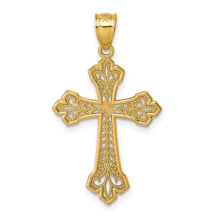 Lovely Rita's Charms & Pendants 14K Yellow Gold Bold D.C Fleur de Lis Filigree Cross Pendant
