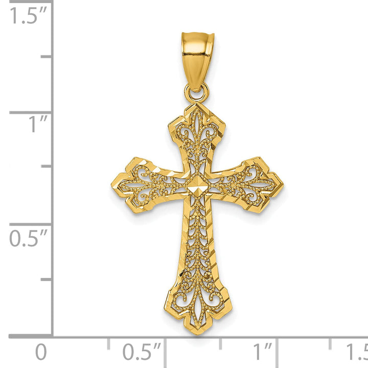 Lovely Rita's Charms & Pendants 14K Yellow Gold Bold D.C Fleur de Lis Filigree Cross Pendant