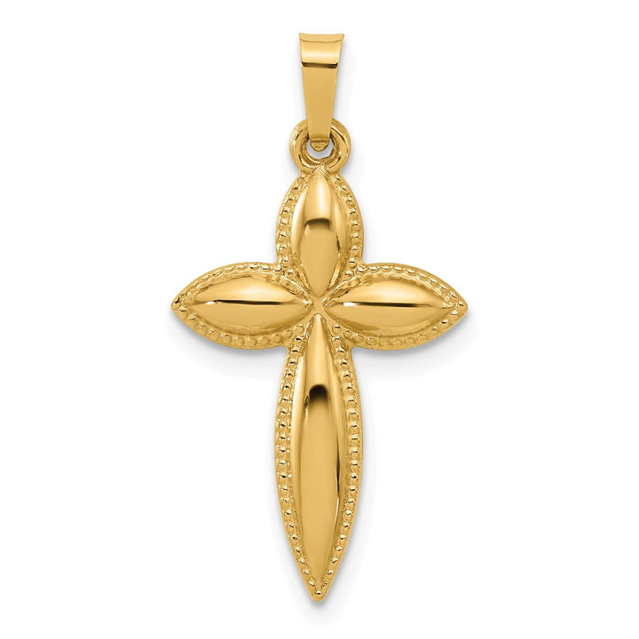 Lovely Rita's Charms & Pendants 14K Yellow Gold Bold Polished Hollow Beaded Edge Passion Cross Pendant