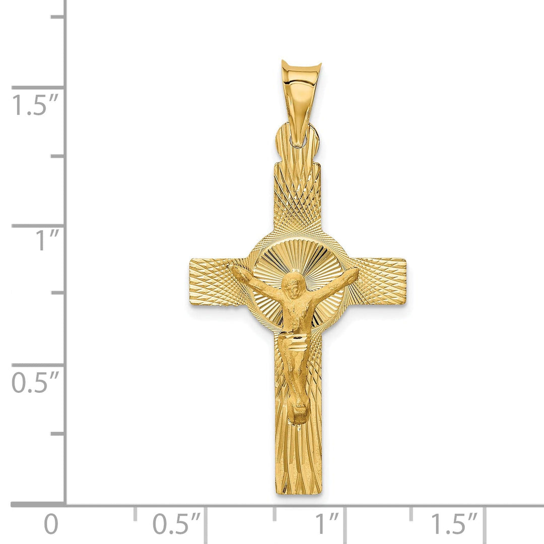Lovely Rita's Charms & Pendants 14K Yellow Gold Bold Satin & D.C Crucifix Cross Pendant