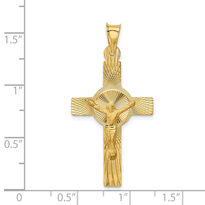 Lovely Rita's Charms & Pendants 14K Yellow Gold Bold Satin & D.C Crucifix Cross Pendant