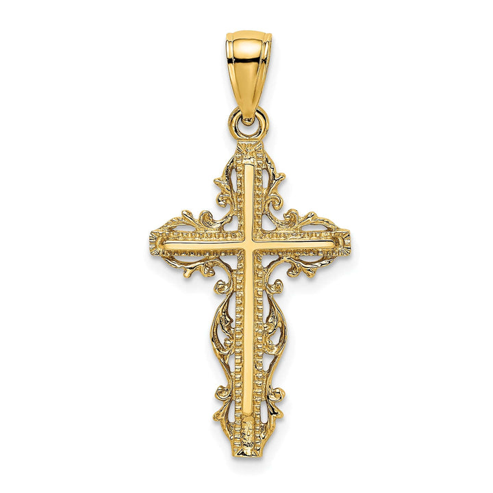 Lovely Rita's Charms & Pendants 14K Yellow Gold Bold with Lace Trim Filigree Cross Pendant
