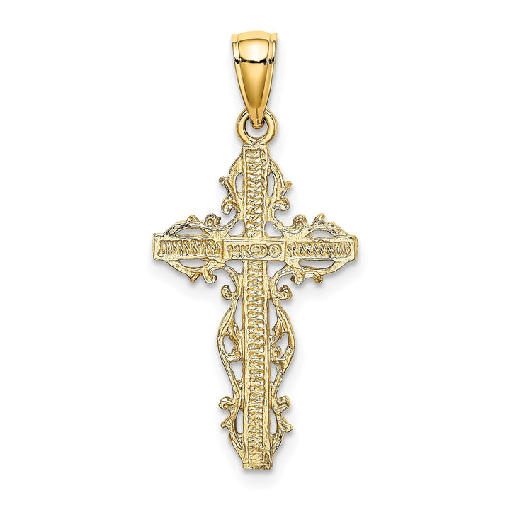 Lovely Rita's Charms & Pendants 14K Yellow Gold Bold with Lace Trim Filigree Cross Pendant