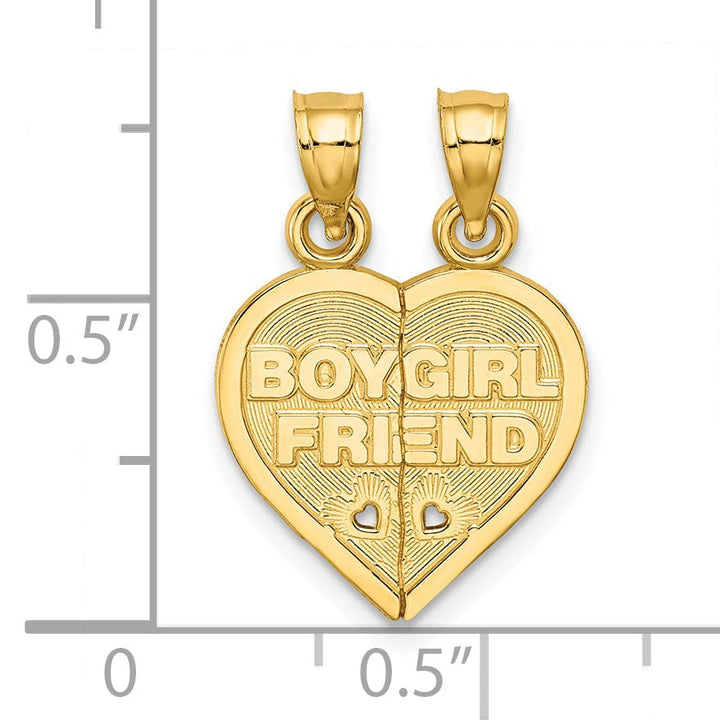 Lovely Rita's Charms & Pendants 14k Yellow Gold BOY/GIRL FRIEND Break-apart Heart Charm Pendant