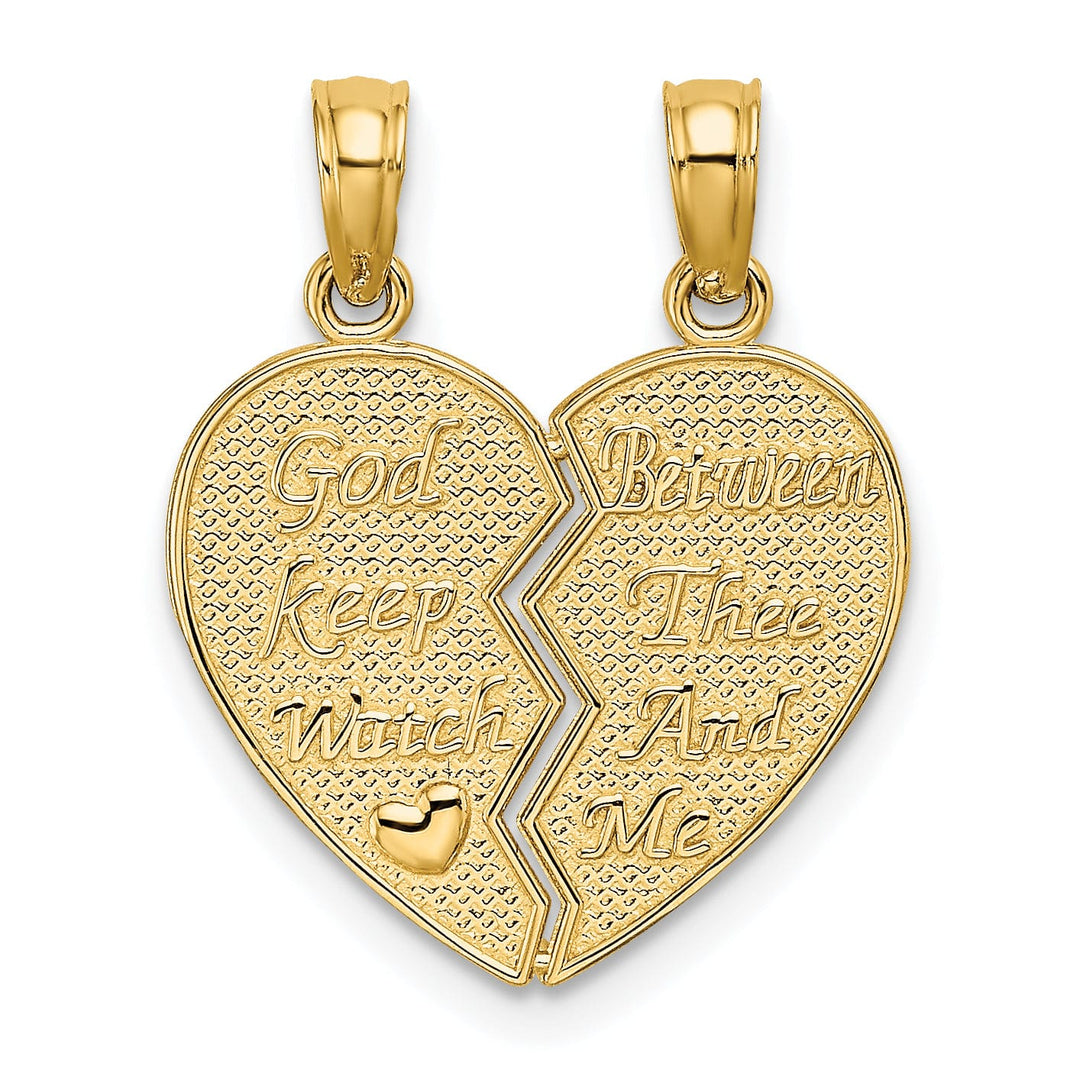 Lovely Rita's Charms & Pendants 14k Yellow Gold Break-Apart KEEP WATCH BETWEEN Heart Pendant