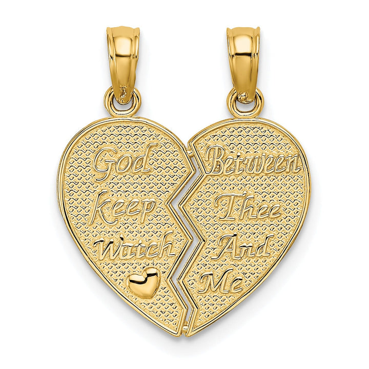 Lovely Rita's Charms & Pendants 14k Yellow Gold Break-Apart KEEP WATCH BETWEEN Heart Pendant