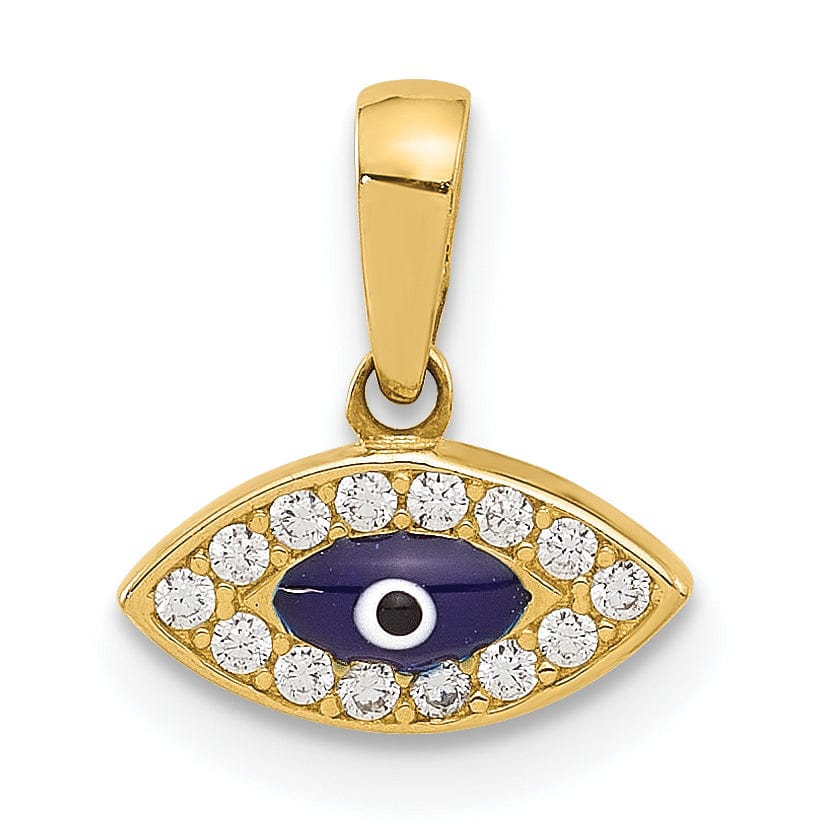 Lovely Rita's Charms & Pendants 14K Yellow Gold C.Z Enamel Evil Eye Charm Pendant