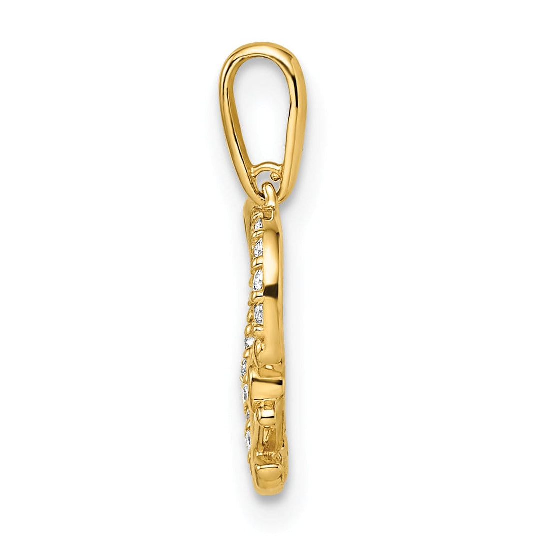 Lovely Rita's Charms & Pendants 14k Yellow Gold C.Z Heart with Anchor Pendant