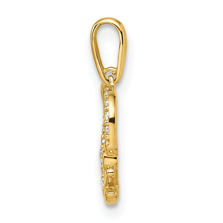 Lovely Rita's Charms & Pendants 14k Yellow Gold C.Z Heart with Anchor Pendant