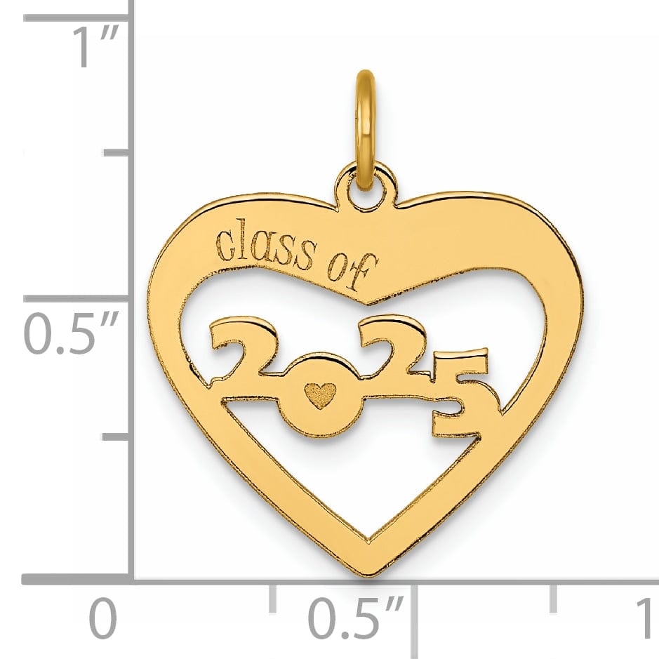Lovely Rita's Charms & Pendants 14K Yellow Gold CLASS OF 2025 Cut-Out Heart Design Charm