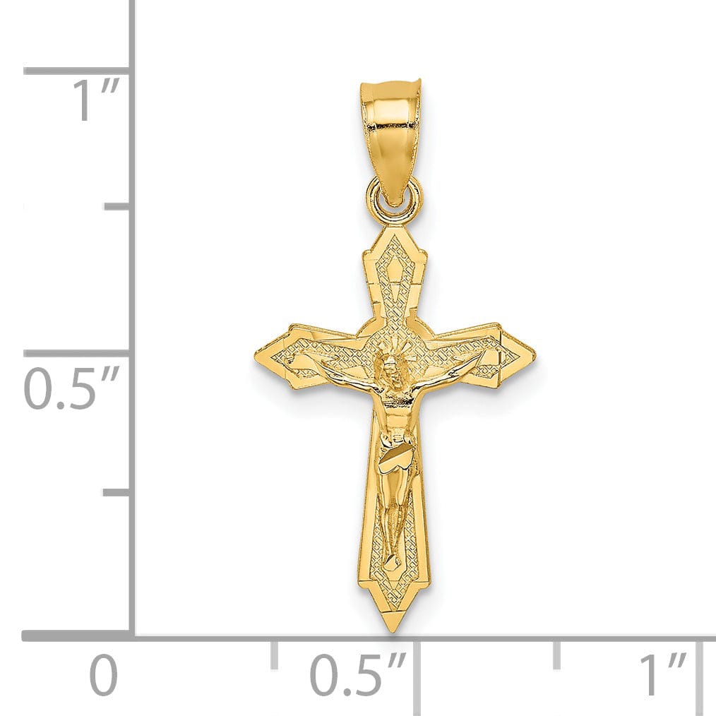 Lovely Rita's Charms & Pendants 14K Yellow Gold Classic Arrow Pointed Ends Crucifix Cross Pendant
