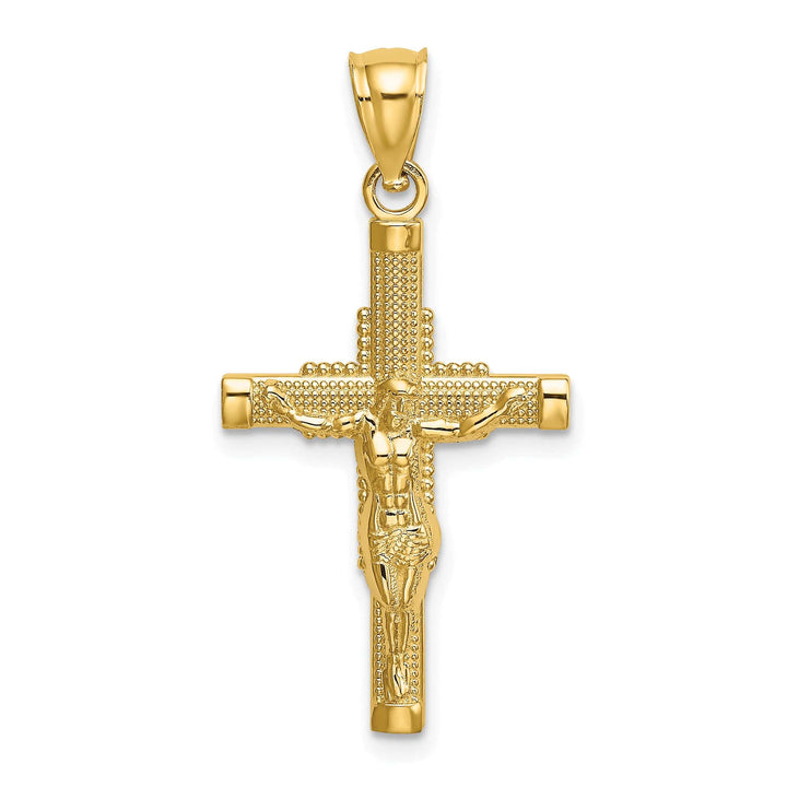 Lovely Rita's Charms & Pendants 14K Yellow Gold Classic Beaded Accent Crucifix Cross Pendant