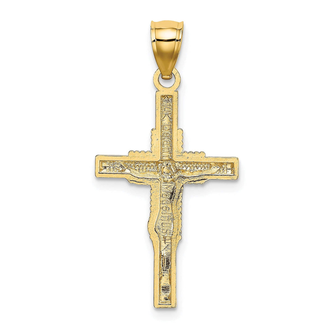 Lovely Rita's Charms & Pendants 14K Yellow Gold Classic Beaded Accent Crucifix Cross Pendant