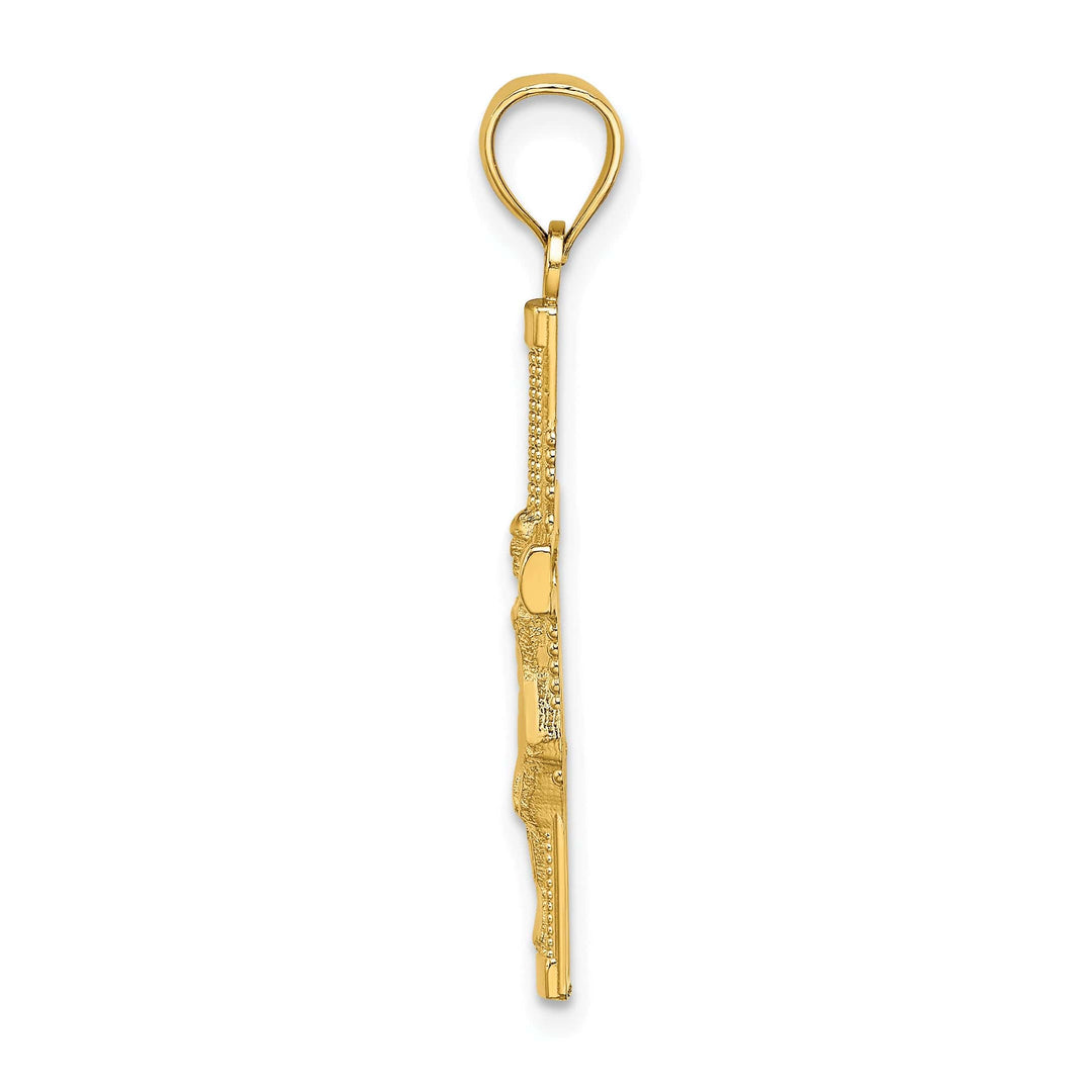 Lovely Rita's Charms & Pendants 14K Yellow Gold Classic Beaded Accent Crucifix Cross Pendant