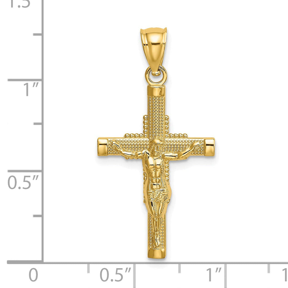 Lovely Rita's Charms & Pendants 14K Yellow Gold Classic Beaded Accent Crucifix Cross Pendant