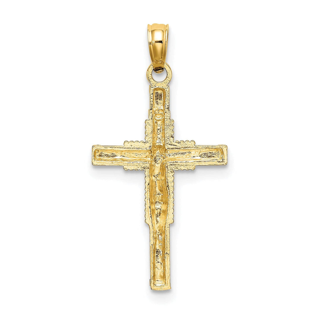 Lovely Rita's Charms & Pendants 14K Yellow Gold Classic Beaded Accentw/ Behind Crucifix Cross Pendant