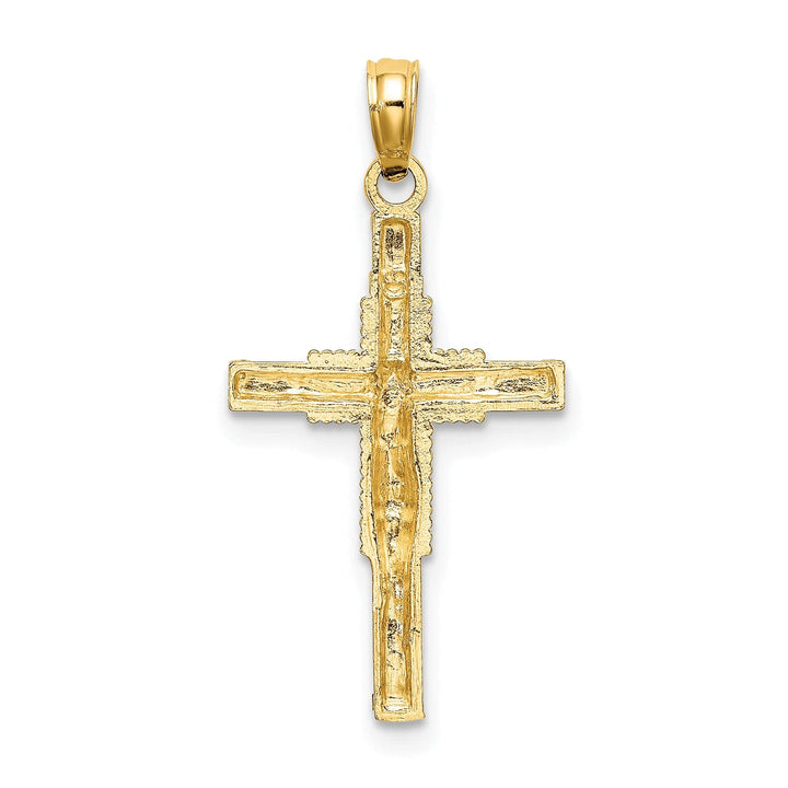 Lovely Rita's Charms & Pendants 14K Yellow Gold Classic Beaded Accentw/ Behind Crucifix Cross Pendant