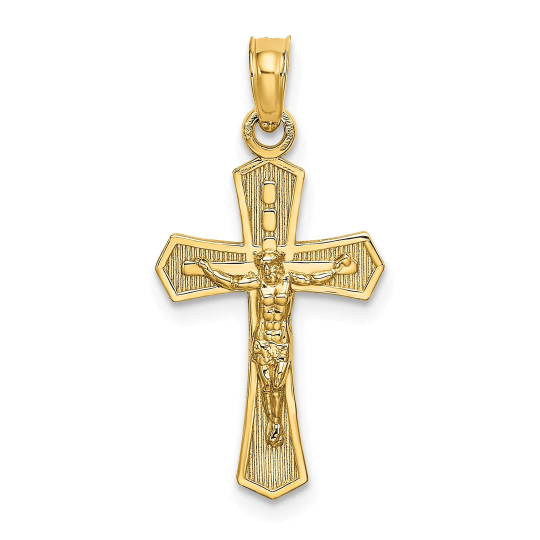 Lovely Rita's Charms & Pendants 14K Yellow Gold Classic Beveled Edges Crucifix Cross Pendant