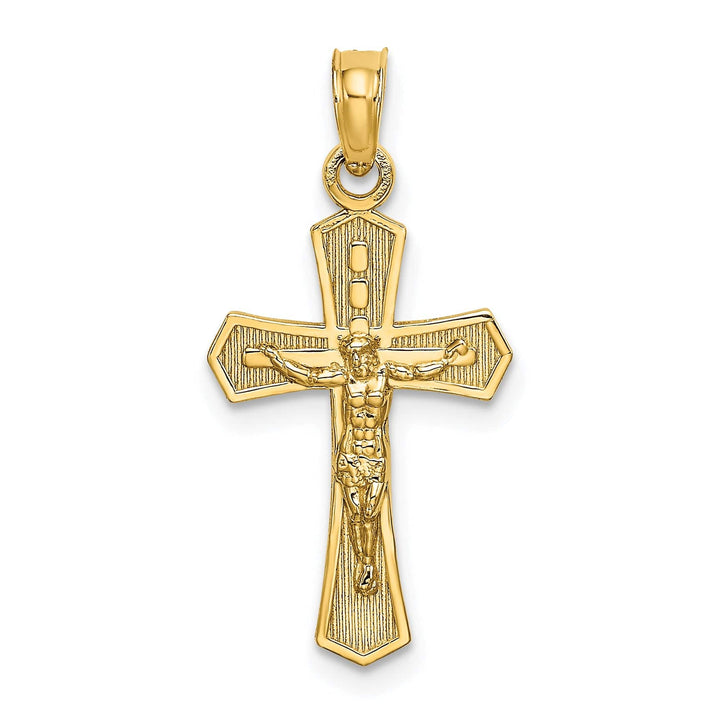 Lovely Rita's Charms & Pendants 14K Yellow Gold Classic Beveled Edges Crucifix Cross Pendant