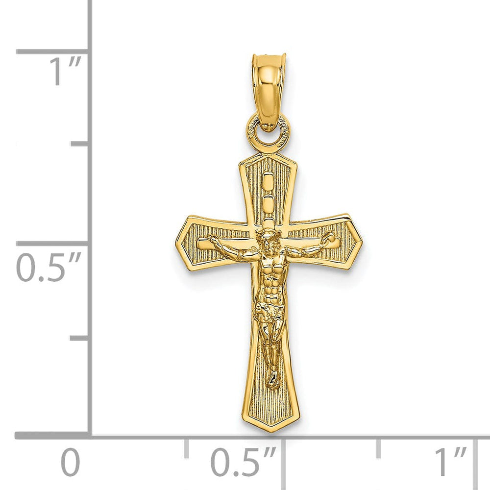 Lovely Rita's Charms & Pendants 14K Yellow Gold Classic Beveled Edges Crucifix Cross Pendant