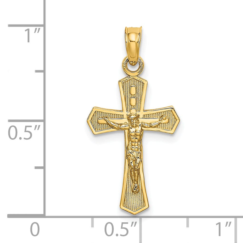 Lovely Rita's Charms & Pendants 14K Yellow Gold Classic Beveled Edges Crucifix Cross Pendant