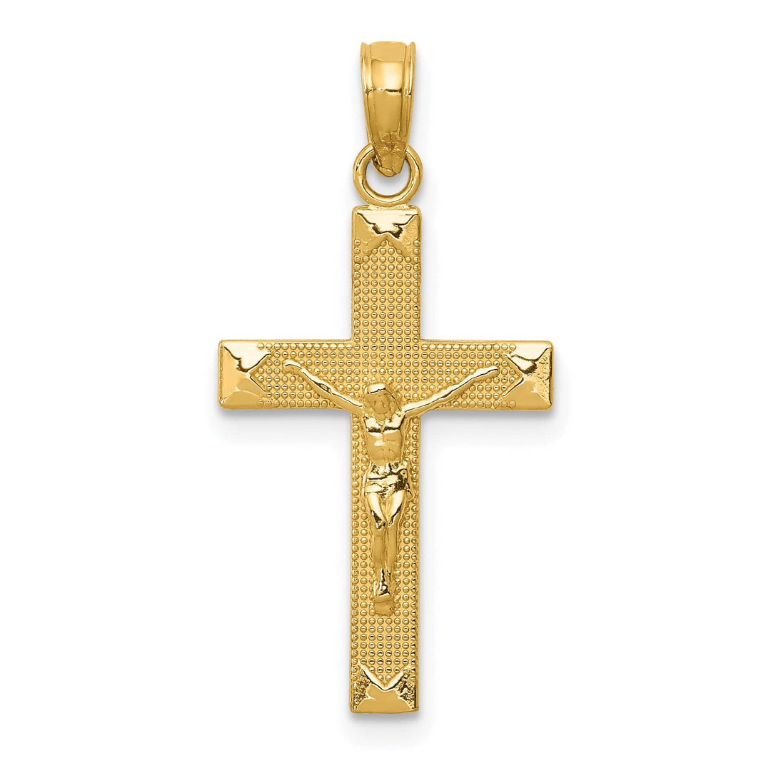Lovely Rita's Charms & Pendants 14K Yellow Gold Classic Beveled Tipped Crucifix Cross Pendant