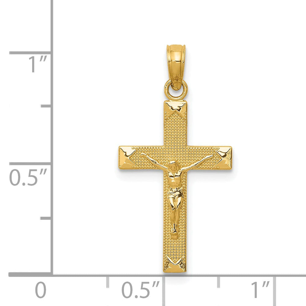 Lovely Rita's Charms & Pendants 14K Yellow Gold Classic Beveled Tipped Crucifix Cross Pendant