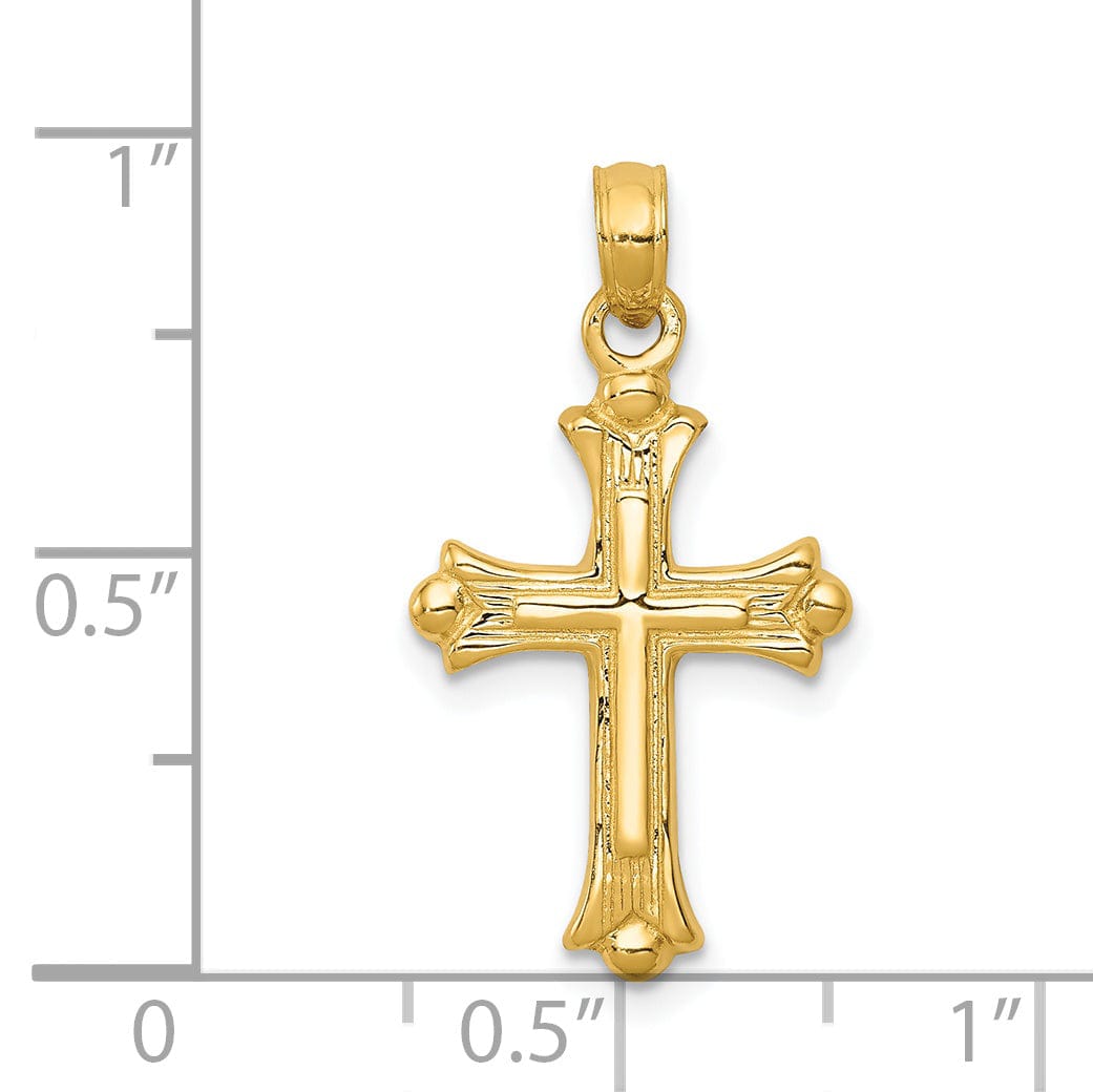 Lovely Rita's Charms & Pendants 14K Yellow Gold Classic Budded Fleur de Lis Cross Pendant