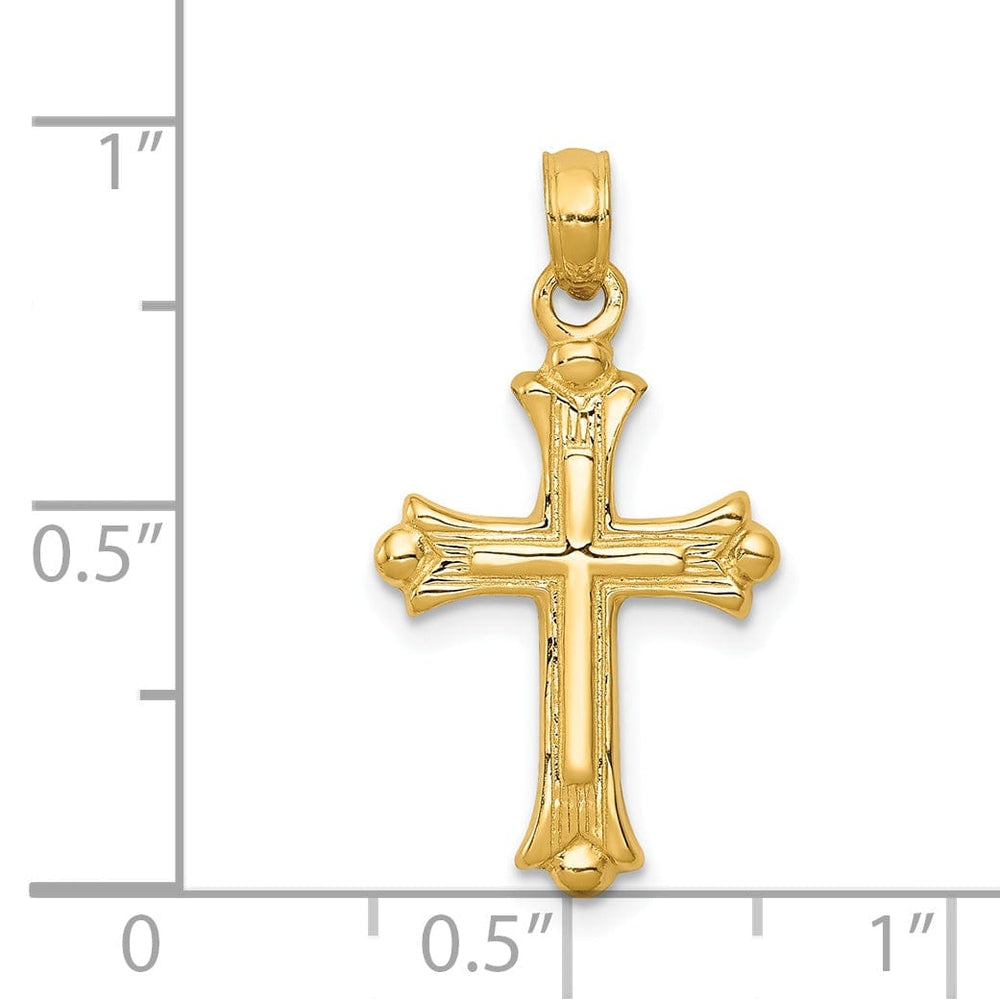 Lovely Rita's Charms & Pendants 14K Yellow Gold Classic Budded Fleur de Lis Cross Pendant