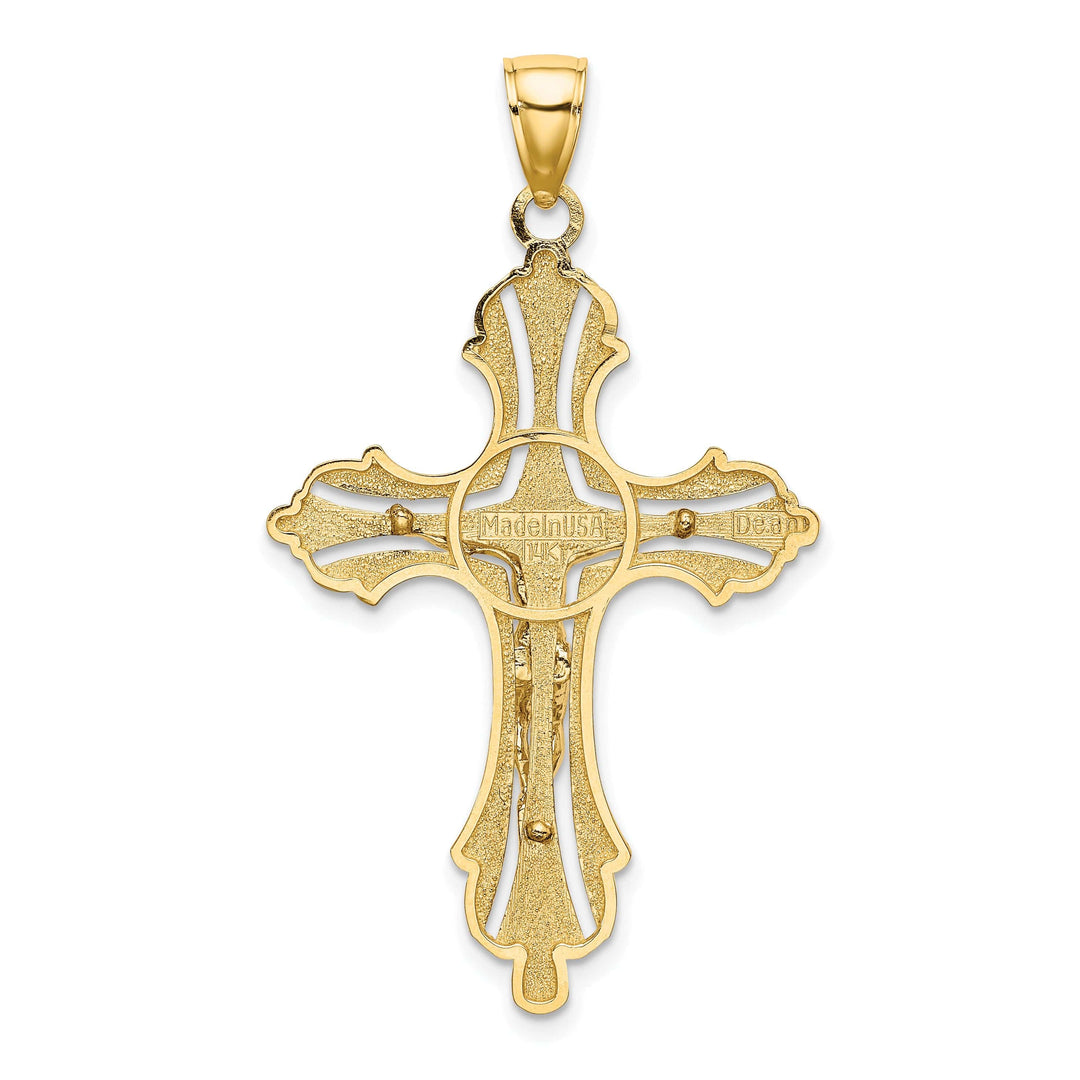 Lovely Rita's Charms & Pendants 14K Yellow Gold Classic Cut-Out Budded Tips Fleur de Lis Cross Pendant