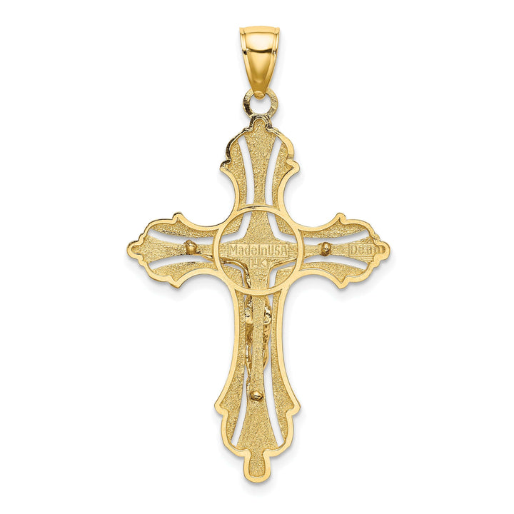 Lovely Rita's Charms & Pendants 14K Yellow Gold Classic Cut-Out Budded Tips Fleur de Lis Cross Pendant