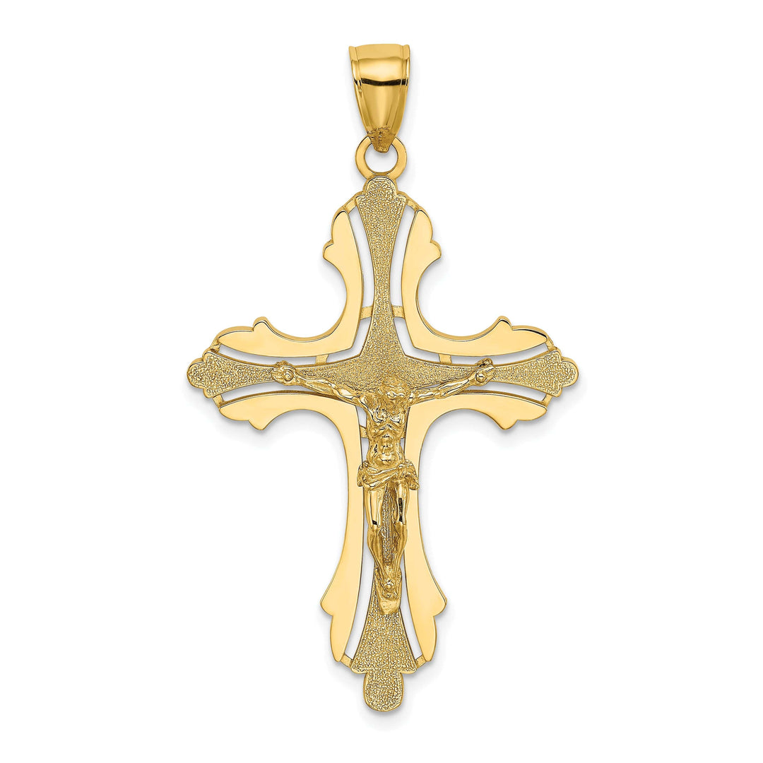 Lovely Rita's Charms & Pendants 14K Yellow Gold Classic Cut-Out Budded Tips Fleur de Lis Cross Pendant