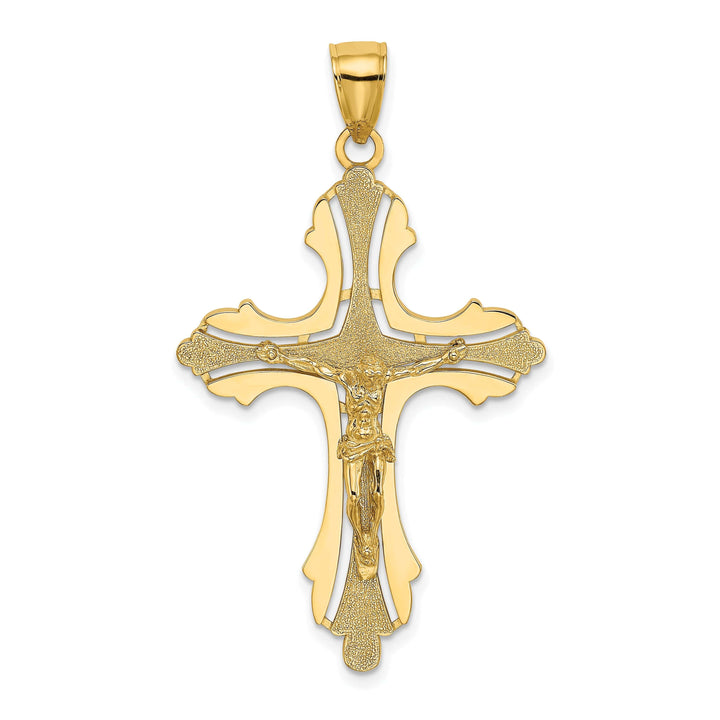 Lovely Rita's Charms & Pendants 14K Yellow Gold Classic Cut-Out Budded Tips Fleur de Lis Cross Pendant