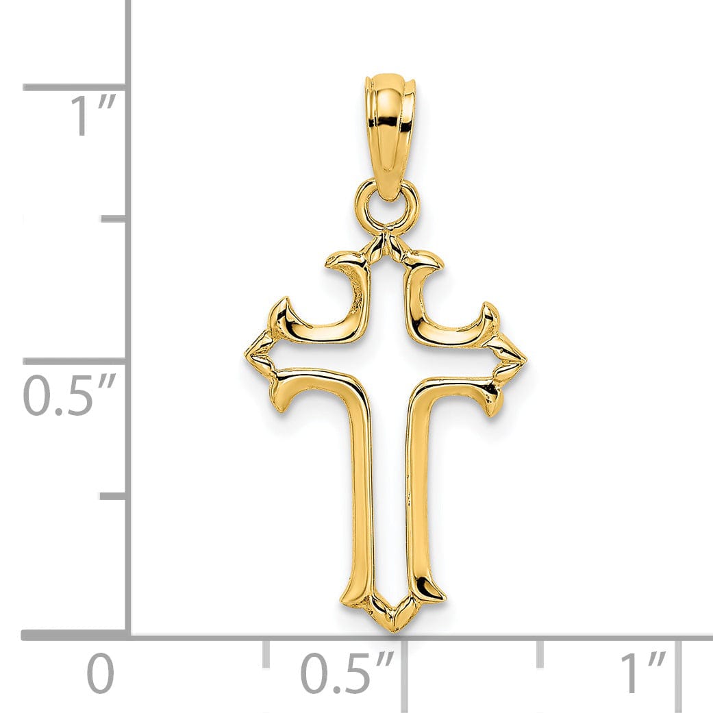 Lovely Rita's Charms & Pendants 14K Yellow Gold Classic Cut-Out Fleur de Lis Cross Pendant