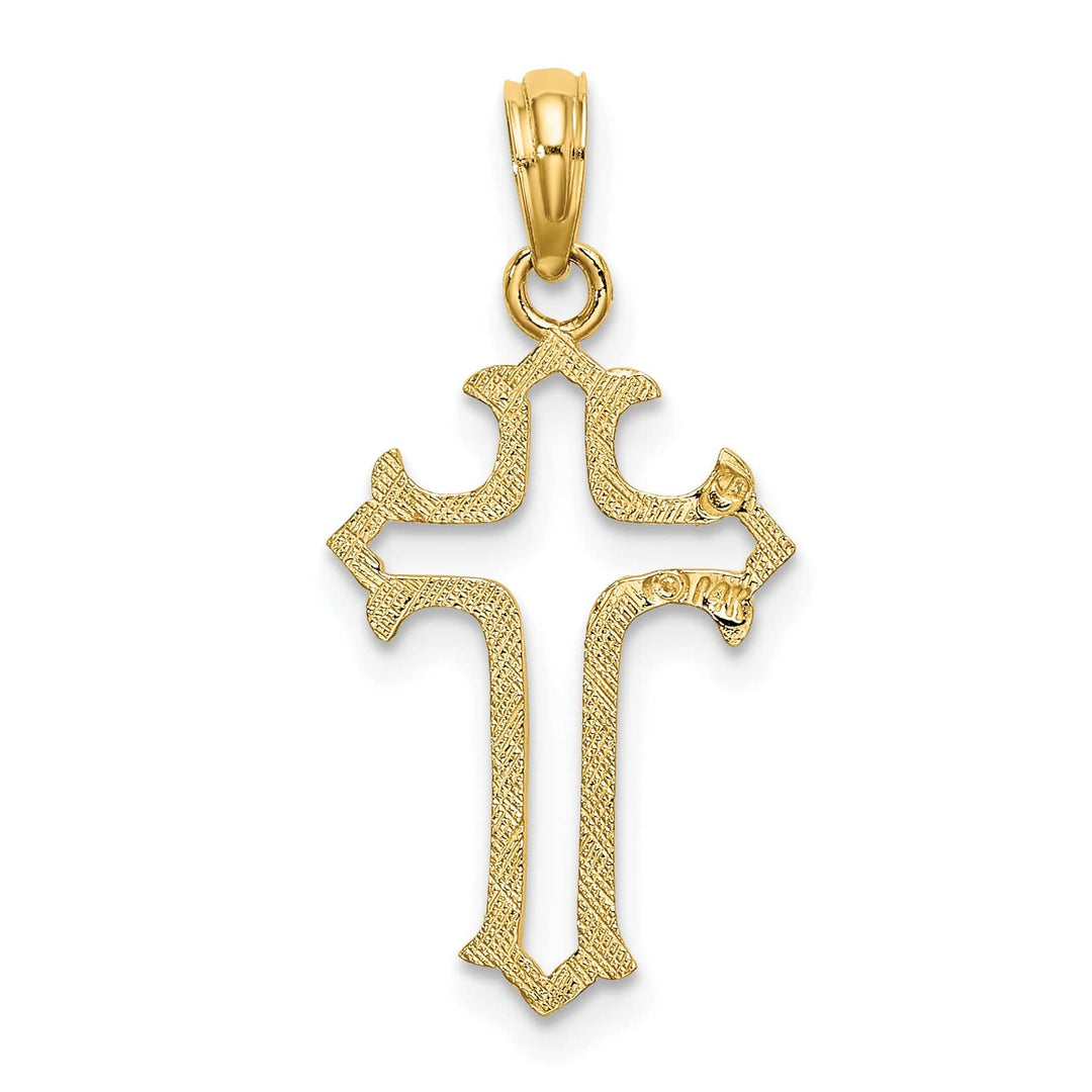 Lovely Rita's Charms & Pendants 14K Yellow Gold Classic Cut-Out Fleur de Lis Cross Pendant